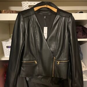 Faux leather moto jacket